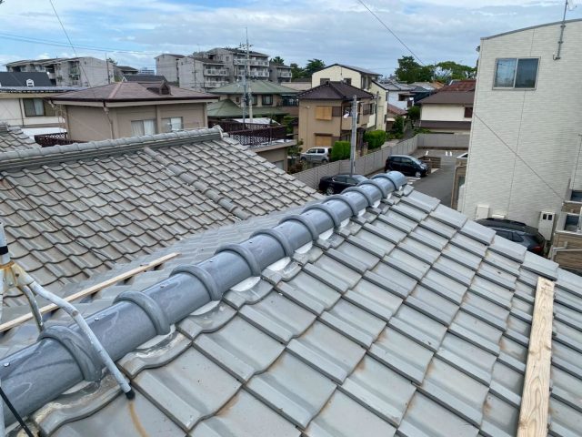 姫路市にて新設紐丸瓦取付